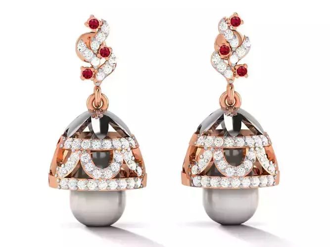 Hanging Diamond Drops Earrings 3dm render details