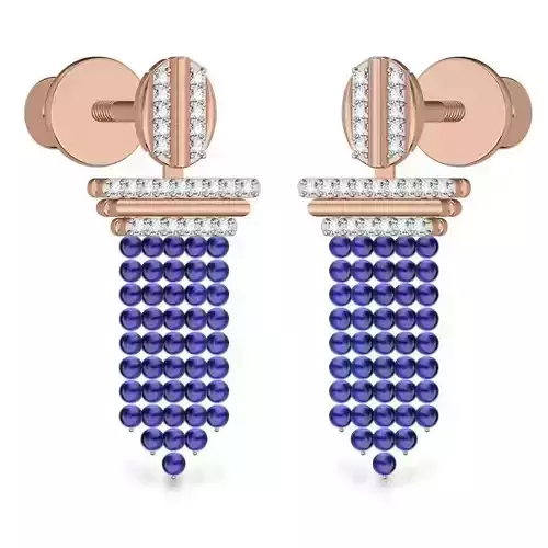 Hanging Diamond Drops Earrings 3dm render details