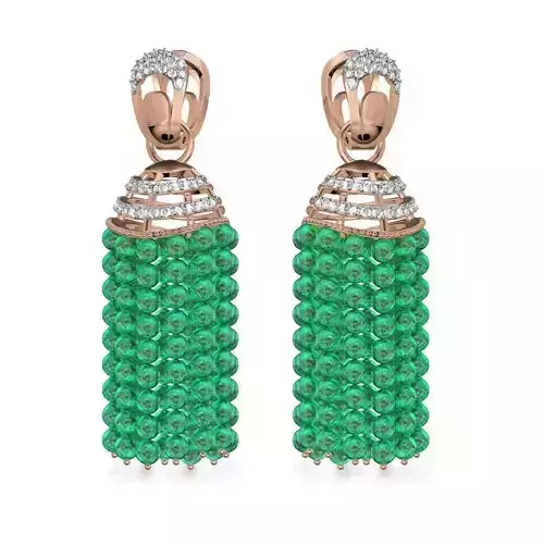 Hanging Diamond Drops Earrings 3dm render details