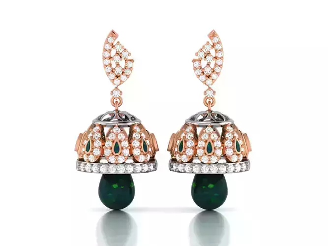 Hanging Diamond Drops Earrings 3dm render details