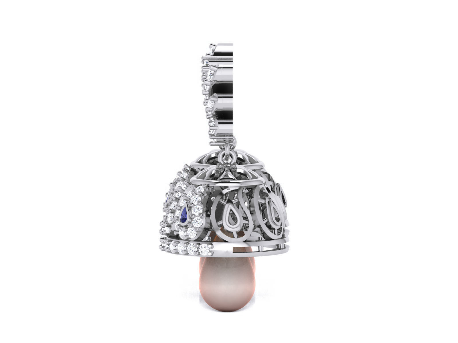 Hanging Diamond Drops Earrings 3dm render details 3D print model_5