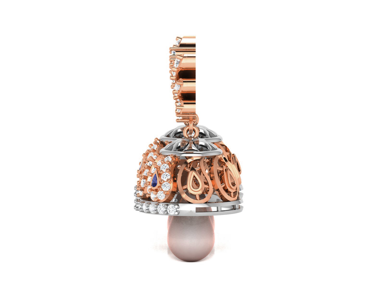 Hanging Diamond Drops Earrings 3dm render details 3D print model_4