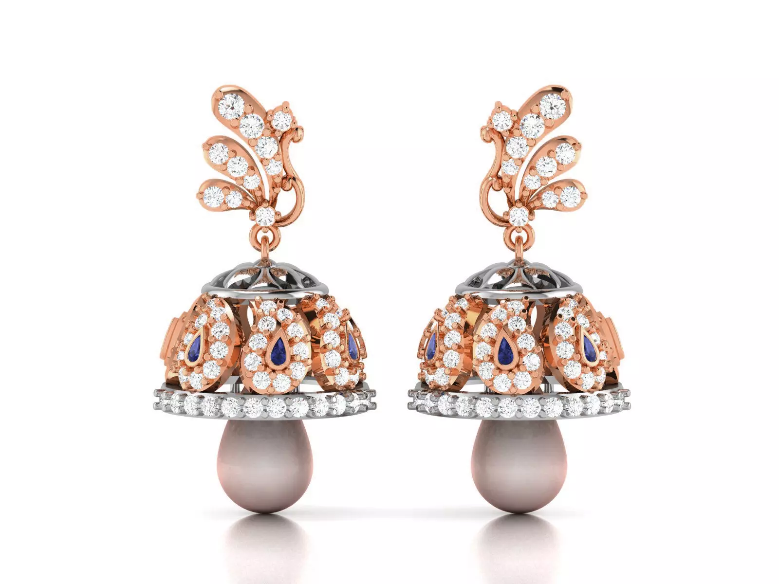 Hanging Diamond Drops Earrings 3dm render details 3D print model_0