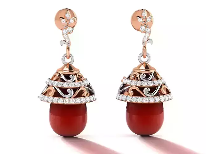 Hanging Diamond Drops Earrings 3dm render details