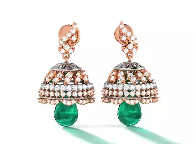 Hanging Diamond Drops Earrings 3dm render details