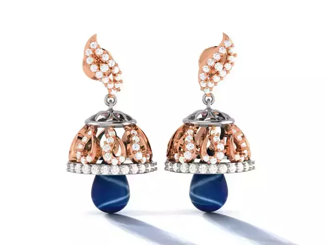 Hanging Diamond Drops Earrings 3dm render details