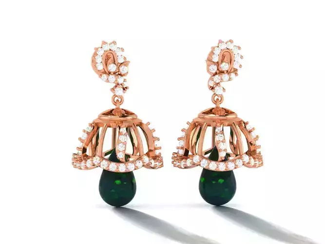 Hanging Diamond Drops Earrings 3dm render details