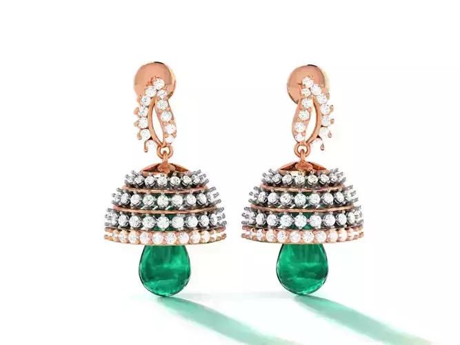 Hanging Diamond Drops Earrings 3dm render details