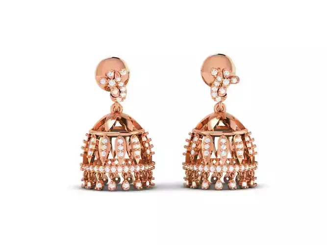 Hanging Diamond Drops Earrings 3dm render details