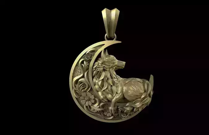Wolf moon pendant