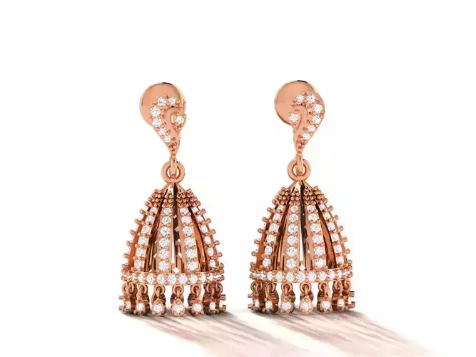 Hanging Diamond Drops Earrings 3dm render details