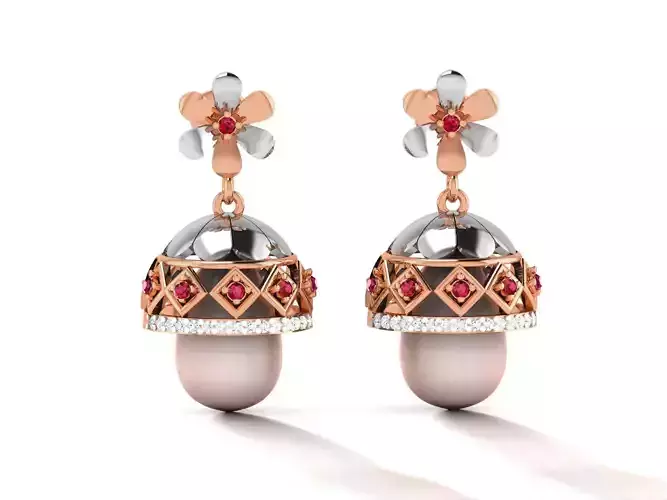 Hanging Diamond Drops Earrings 3dm render details