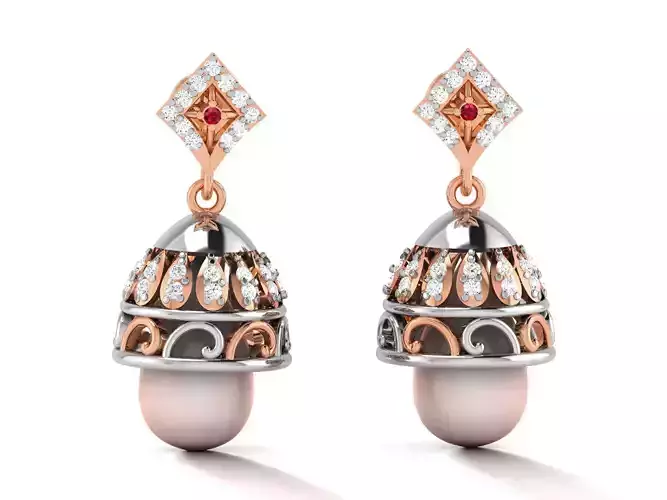 Hanging Diamond Drops Earrings 3dm render details