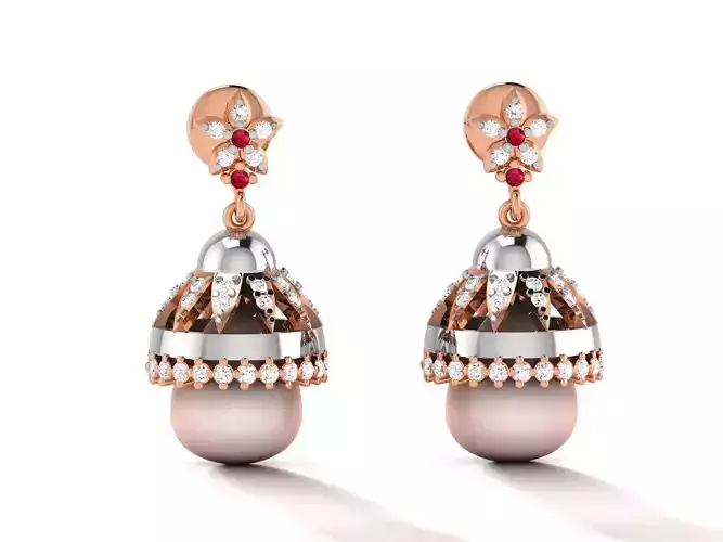 Hanging Diamond Drops Earrings 3dm render details