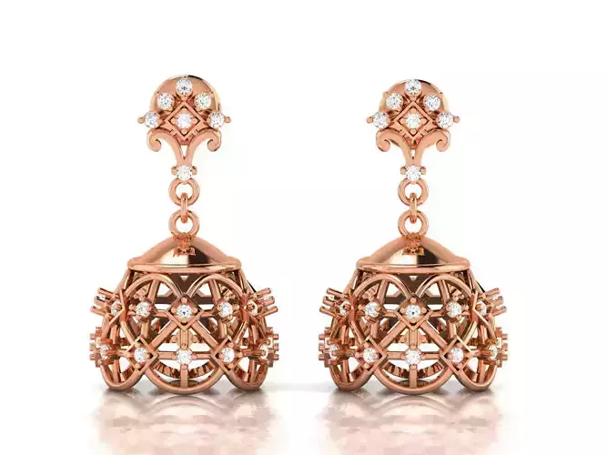 Hanging Diamond Drops Earrings 3dm render details