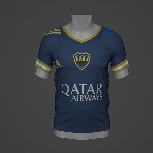 Boca Juniors Football Jersey T-Shirt - Soccer Kit Low-poly 3D model