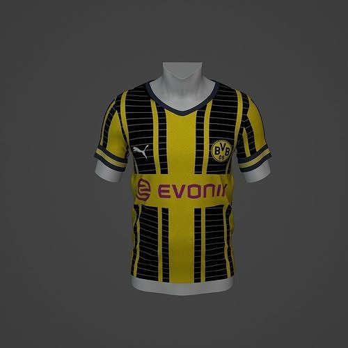 borussia Dortmund Football Jersey T-Shirt - Soccer Kit Low-poly 3D model