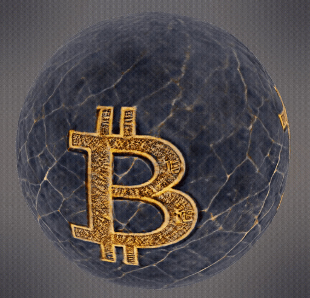 Marble Bitcoin Ball 3D print model_2
