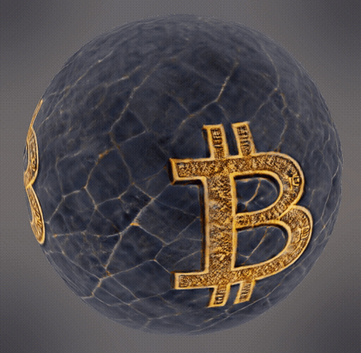 Marble Bitcoin Ball 3D print model_5