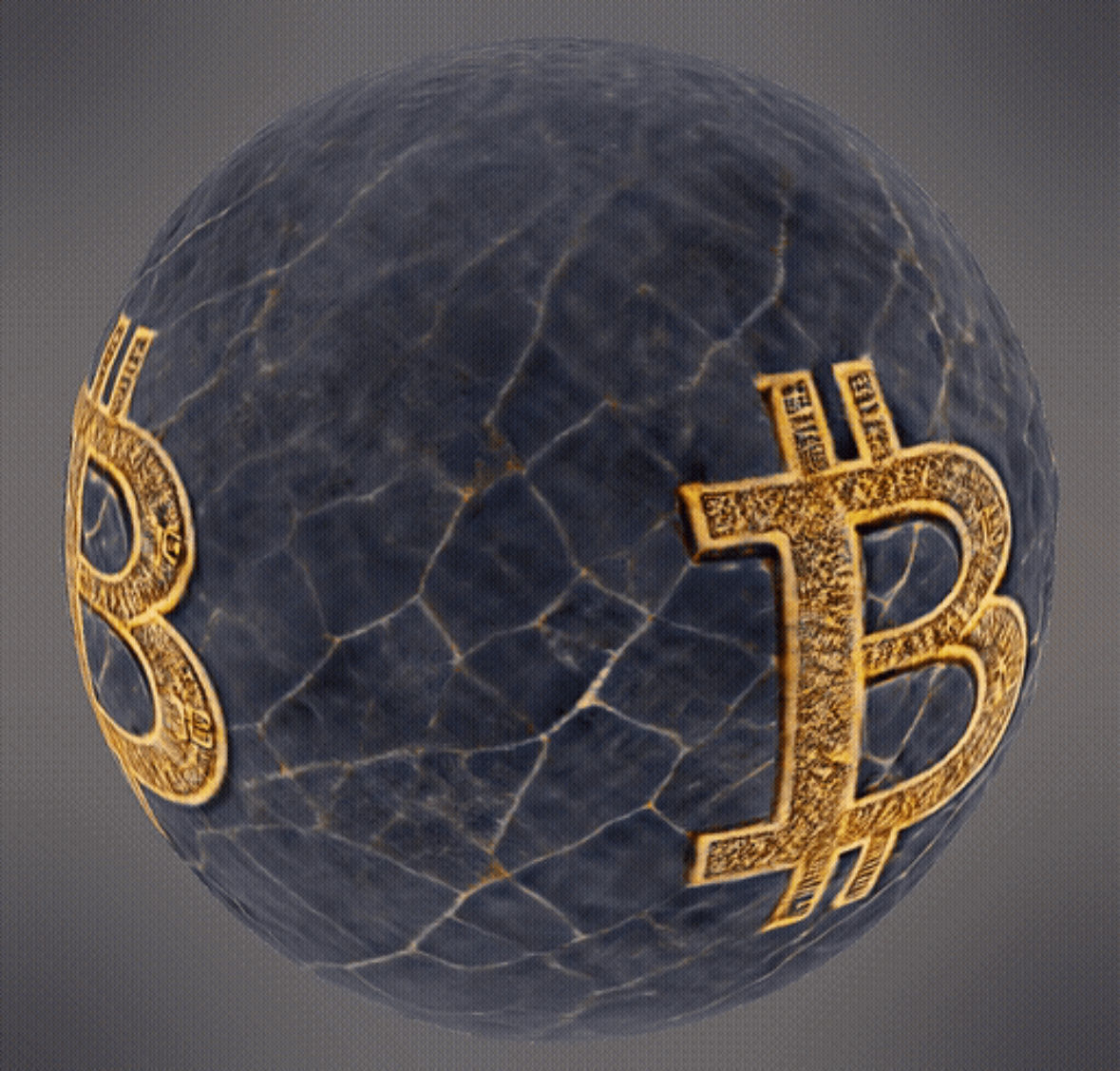 Marble Bitcoin Ball 3D print model_3