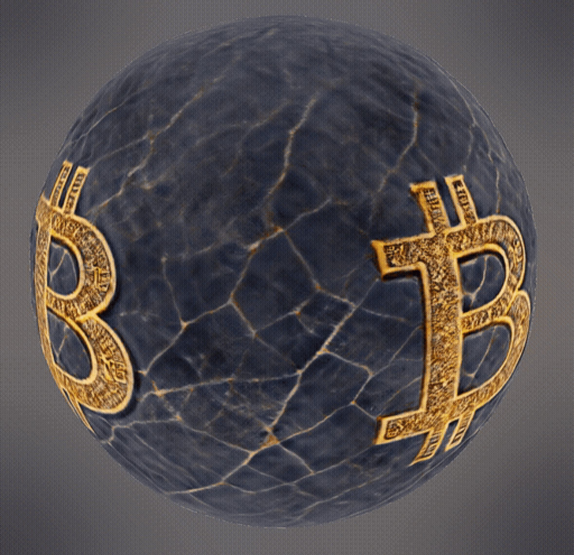 Marble Bitcoin Ball 3D print model_1