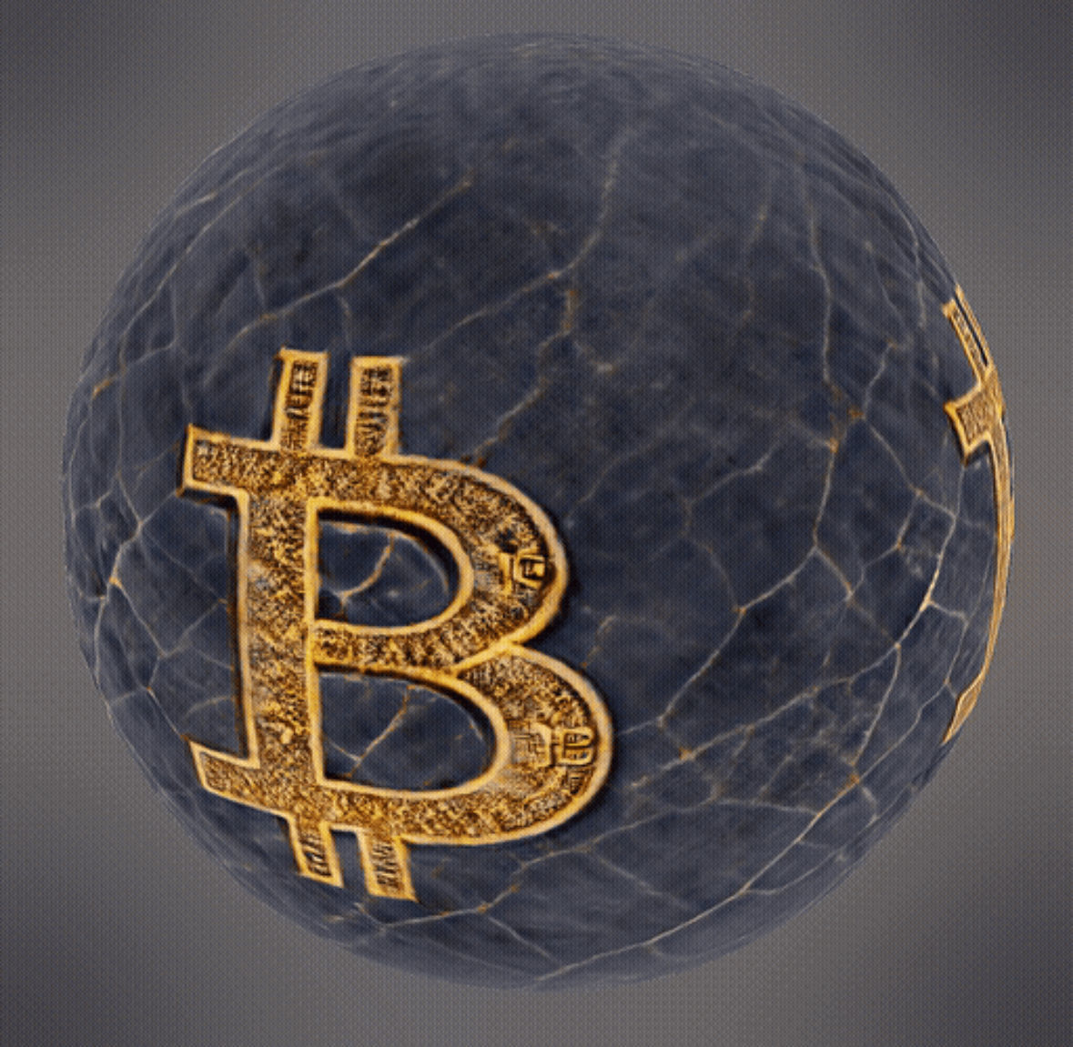 Marble Bitcoin Ball 3D print model_4