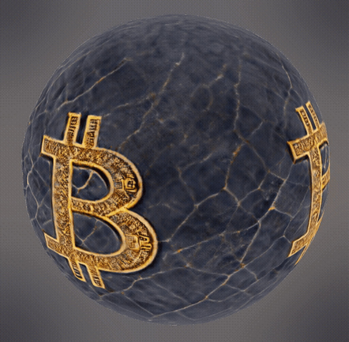 Marble Bitcoin Ball 3D print model_6