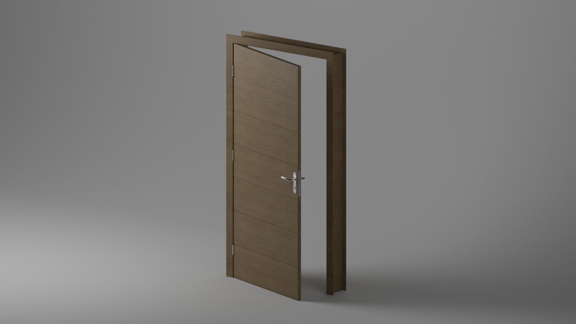 Single Door - Horizontal Lines -12 Handles - Revit 2020  3D model_4