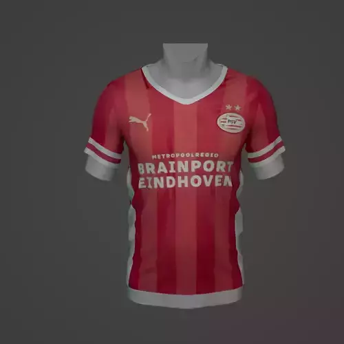 PSV Eindhoven Football Jersey T-Shirt - Soccer Kit Low-poly 3D model