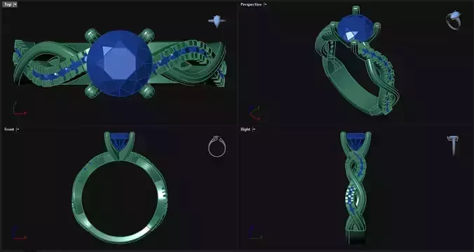 4 Prong Entwined Engagement Ring 