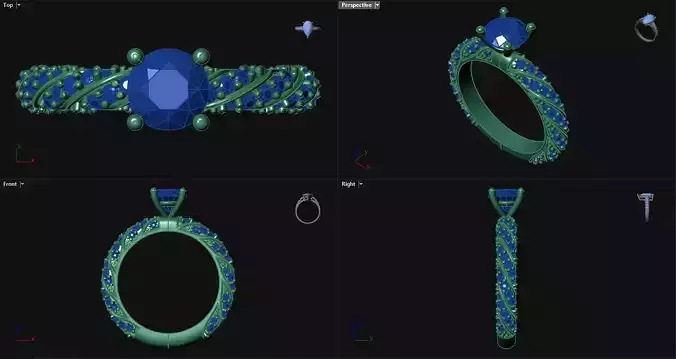 Engagement Ring with curve pave setting
