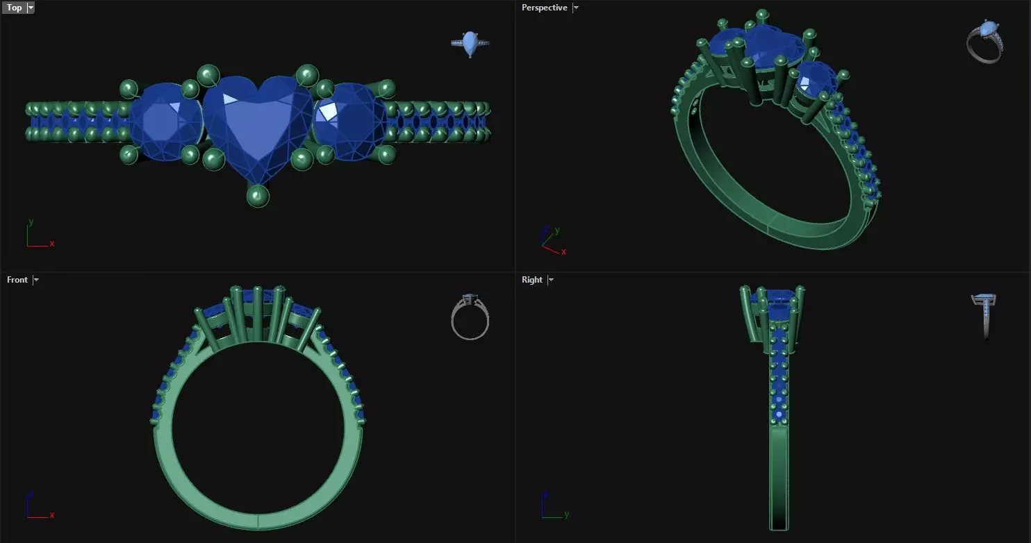 Heart Diamond Engagement Ring  3D print model_0