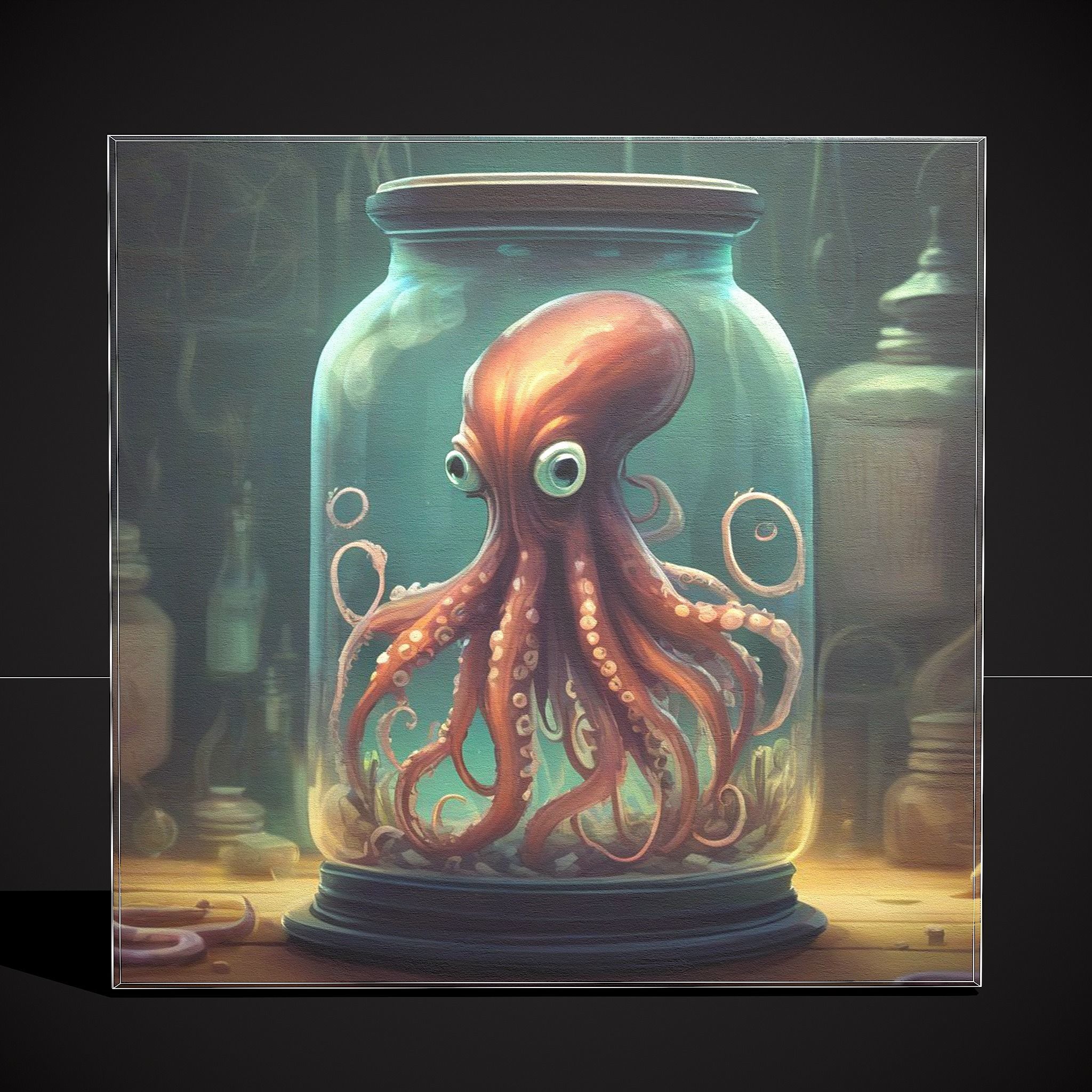 Squid in a Jar Painting Low-poly 3D model_4