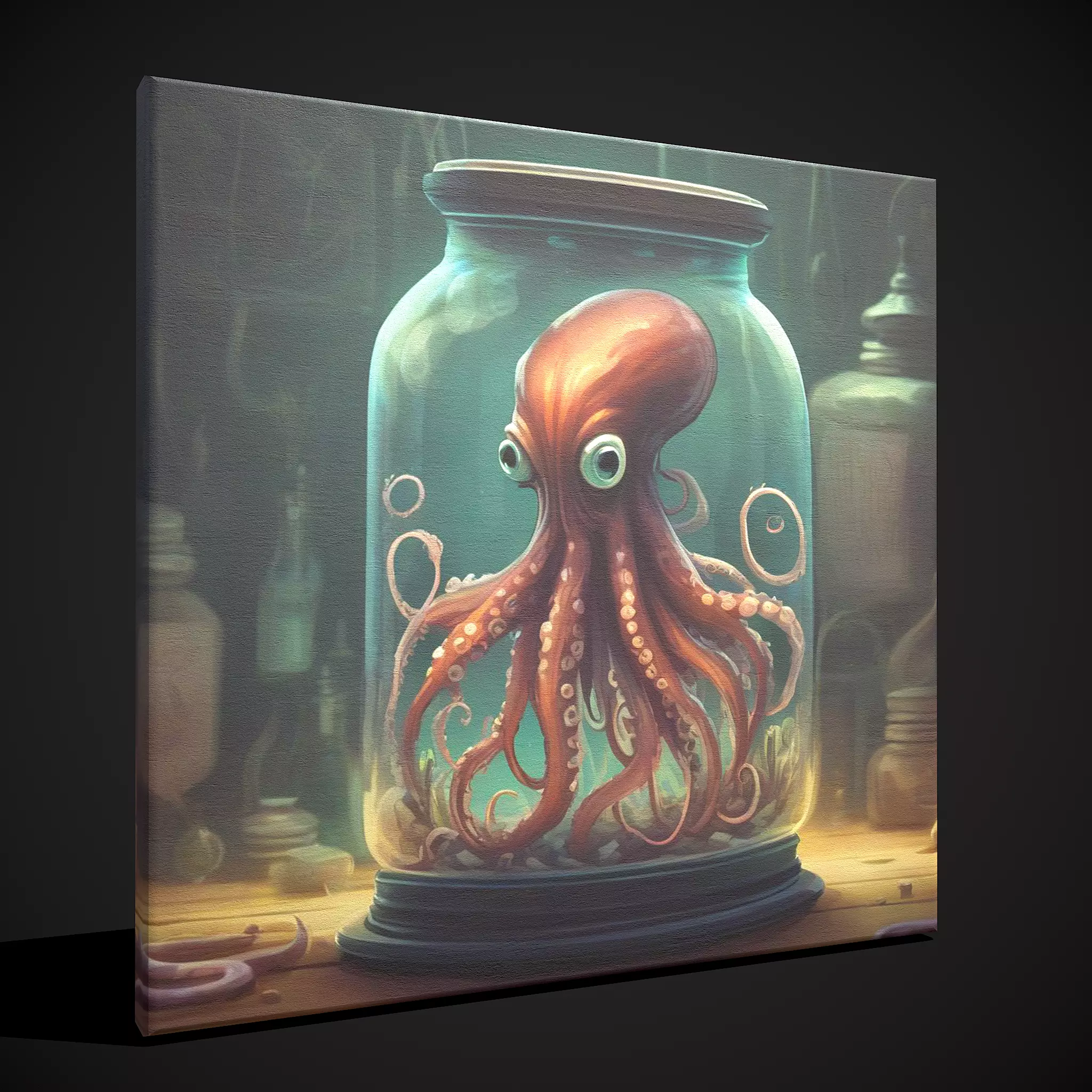 Squid in a Jar Painting Low-poly 3D model_0
