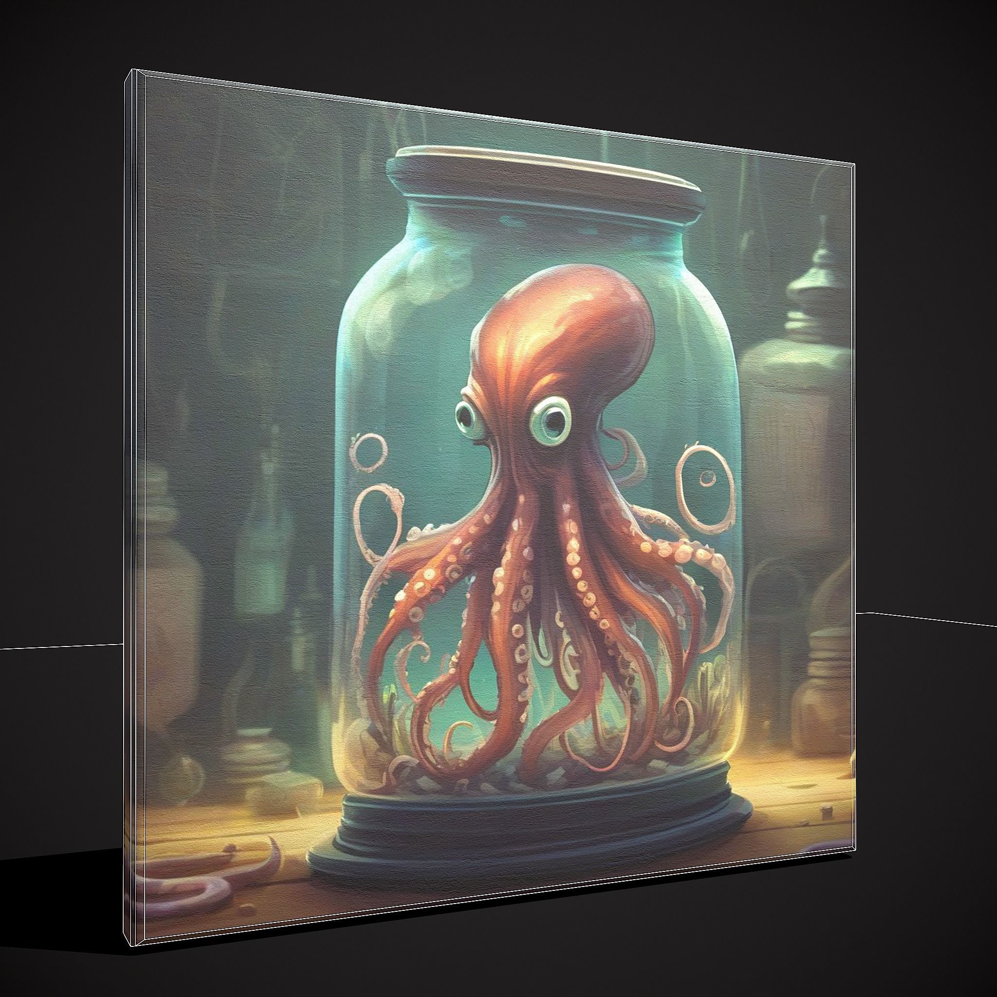 Squid in a Jar Painting Low-poly 3D model_2
