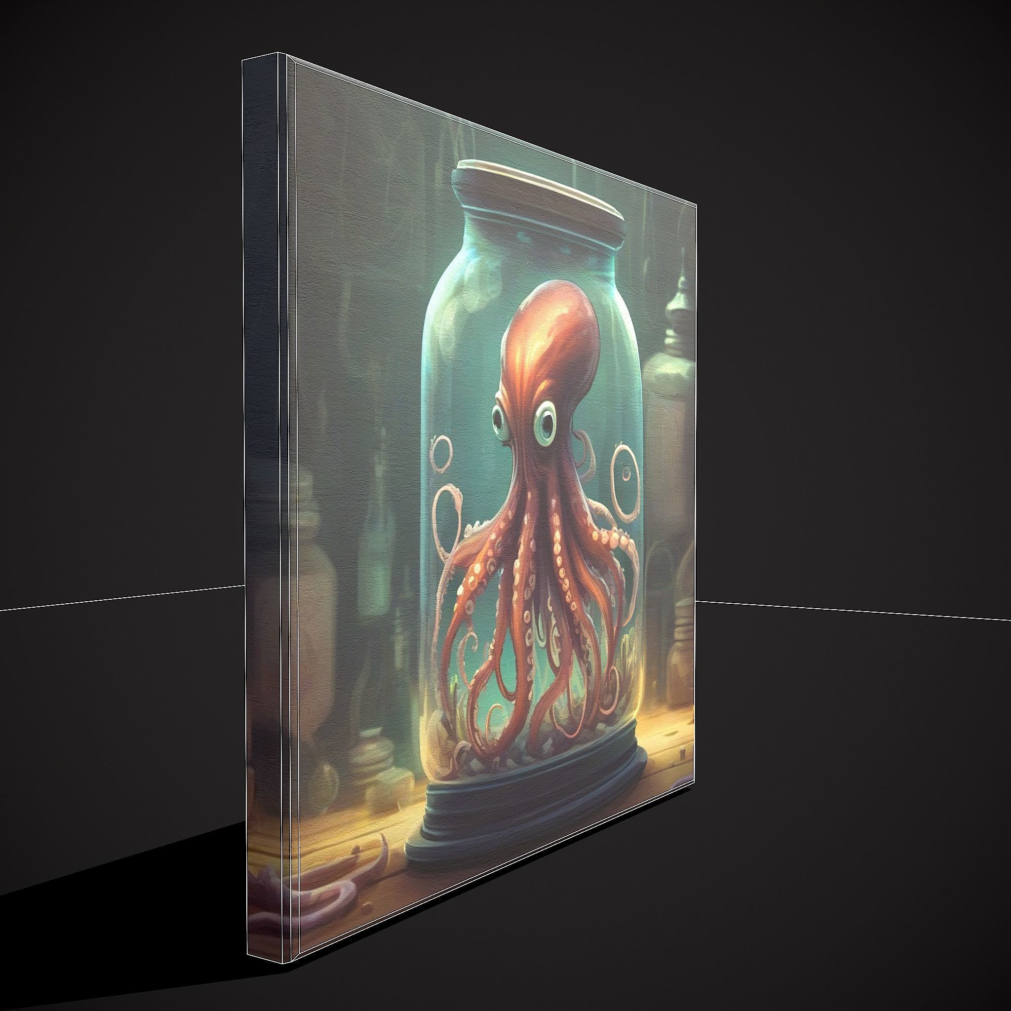 Squid in a Jar Painting Low-poly 3D model_6
