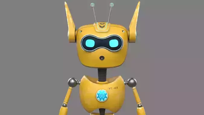 3D Robotic Character ROBO CAT WITHOUT RIG Low-poly 3D model