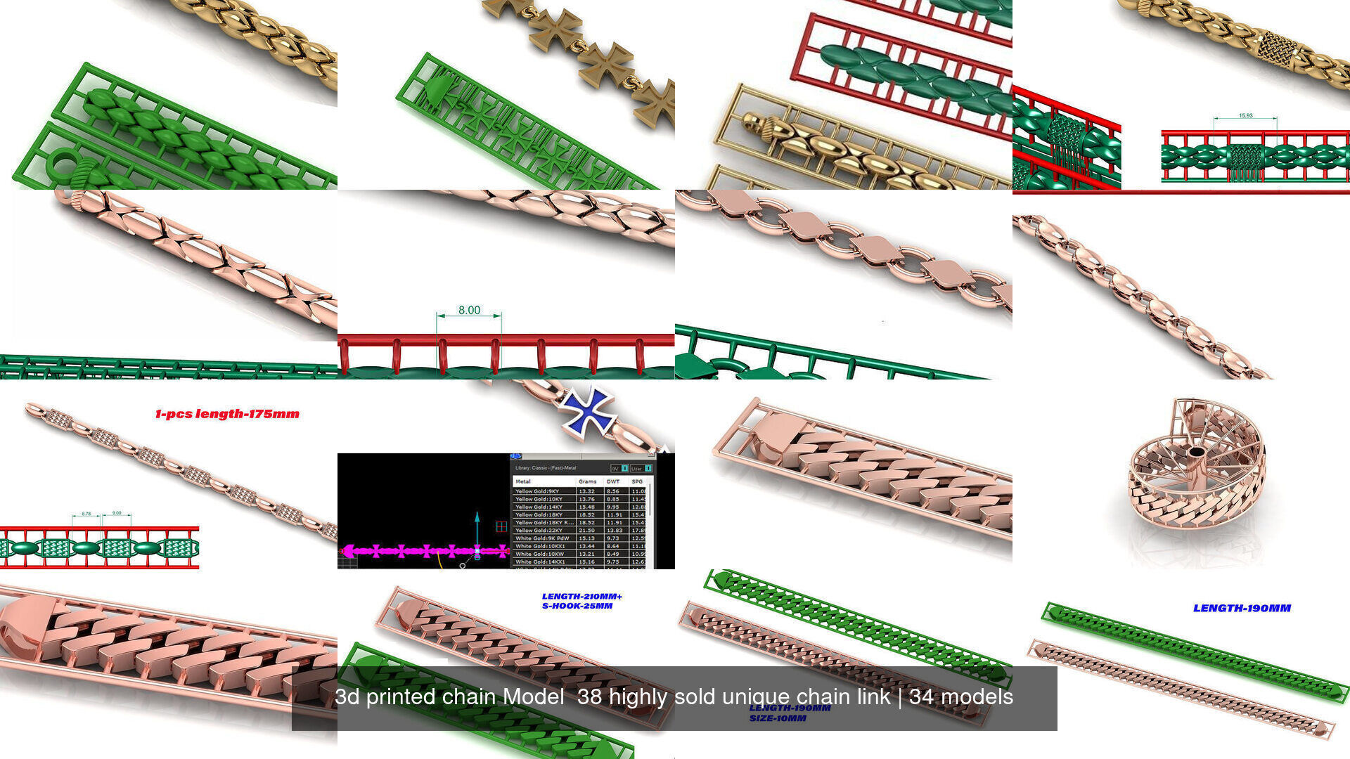 3d printed chain Model  33 highly sold unique chain link 3D Model Collection_0