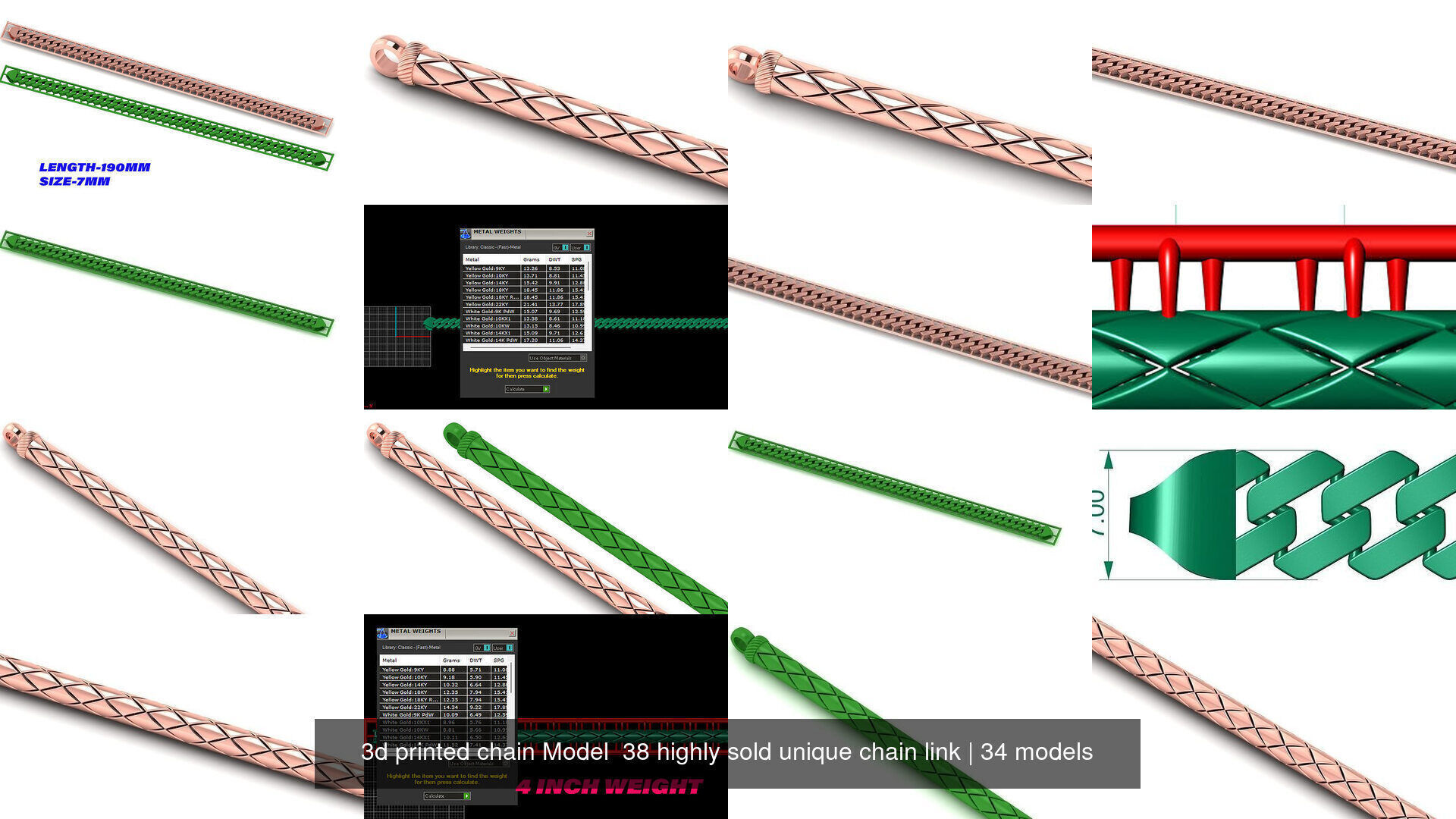 3d printed chain Model  33 highly sold unique chain link 3D Model Collection_1