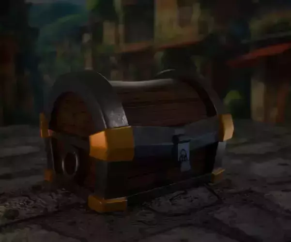 low-poly old chest