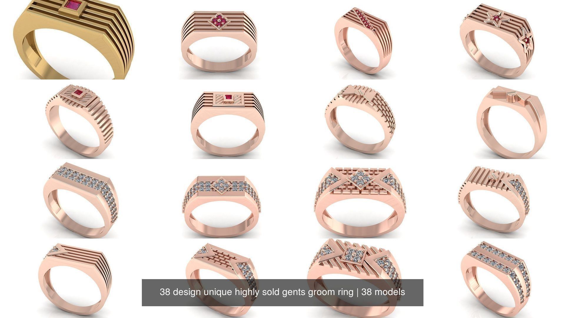38 design unique highly sold gents groom ring 3D Model Collection_2