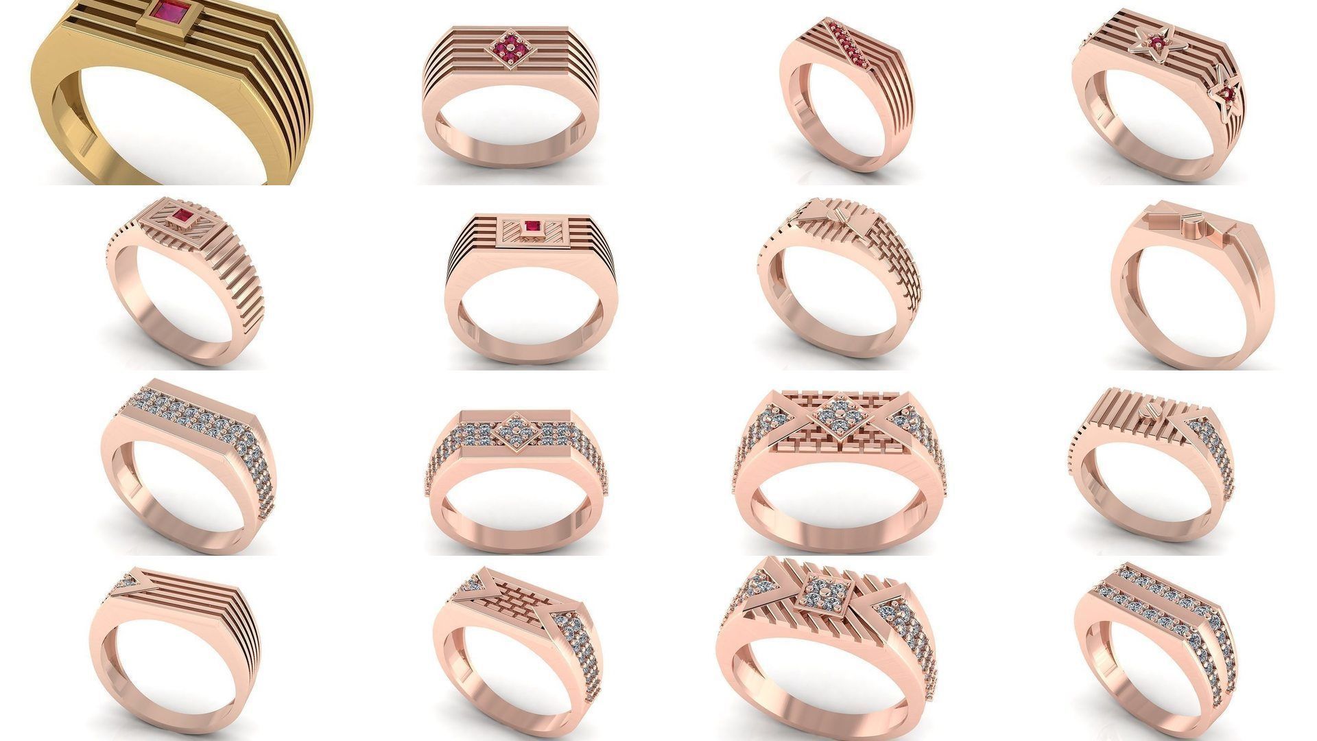 38 design unique highly sold gents groom ring 3D Model Collection_1