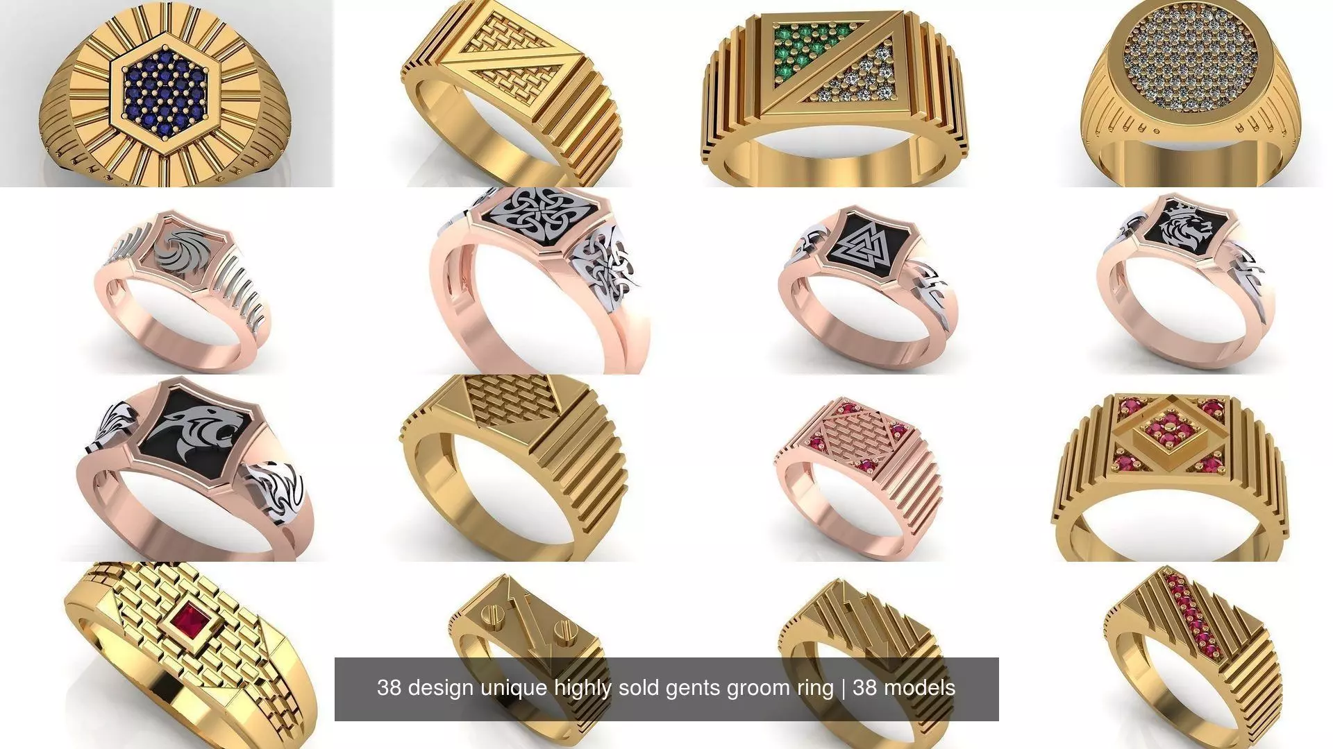 38 design unique highly sold gents groom ring 3D Model Collection_0