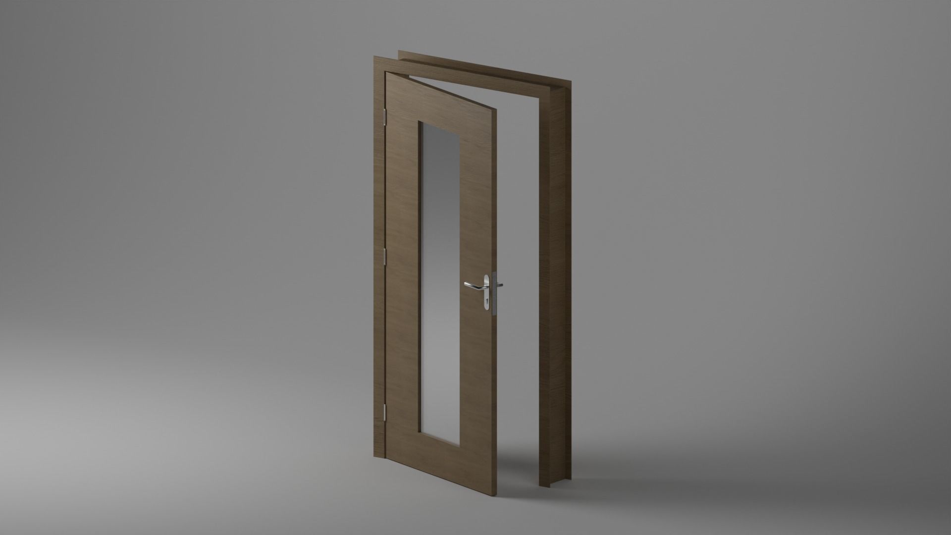 Single Door - Plain with Central Glass - 12 Handles - Revit 2020 3D model_4