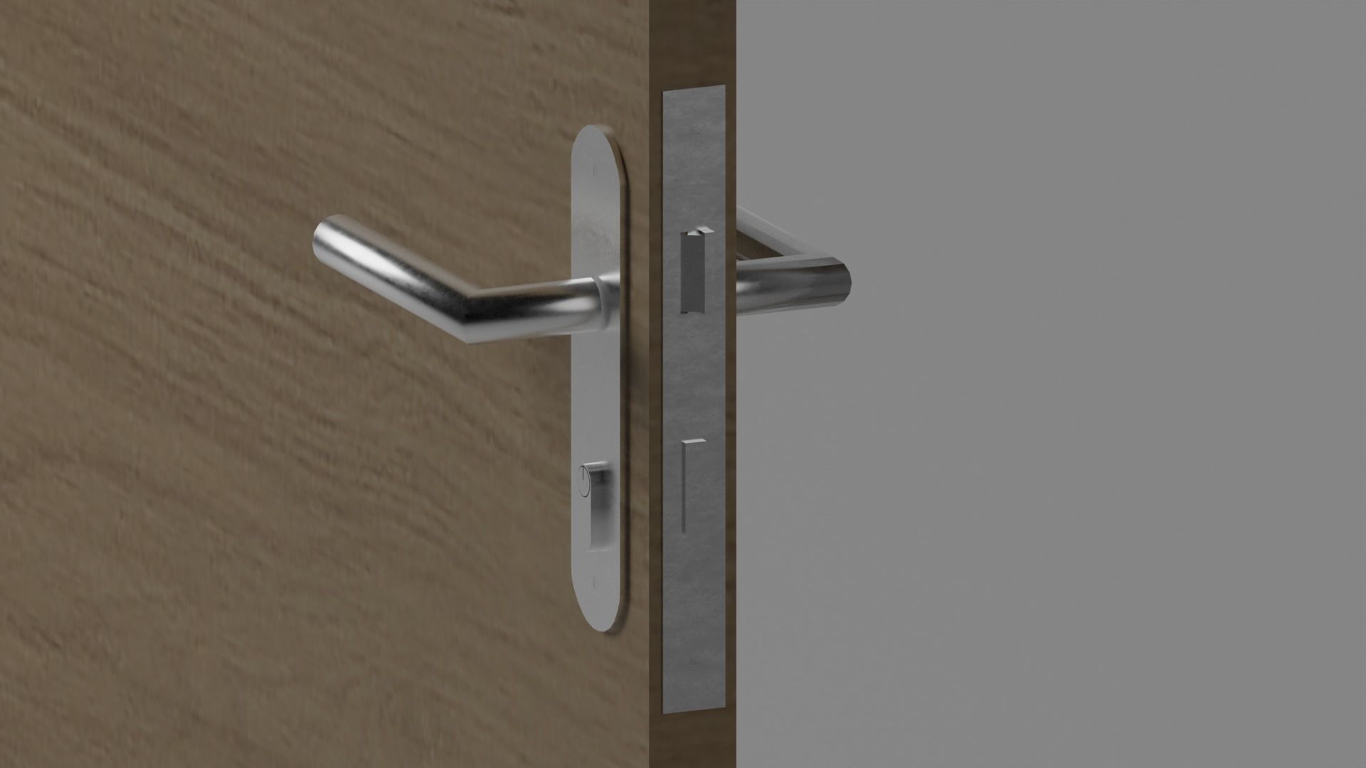 Single Door - Plain with Central Glass - 12 Handles - Revit 2020 3D model_5