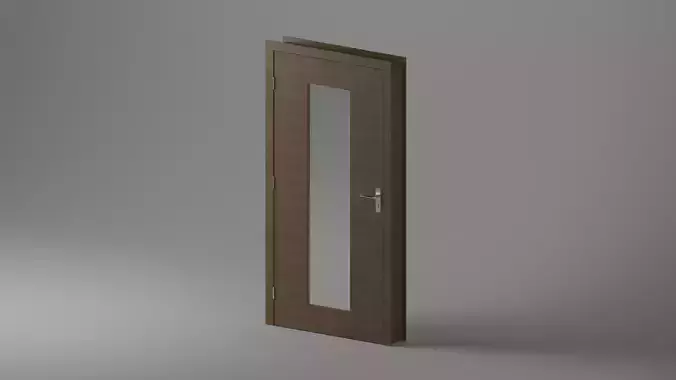 Single Door - Plain with Central Glass - 12 Handles - Revit 2020