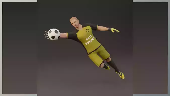 Football goal keeper  game ready character  Low-poly 3D model