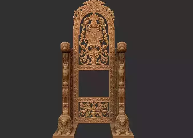 Carved church chair - Bishop stool wood carved