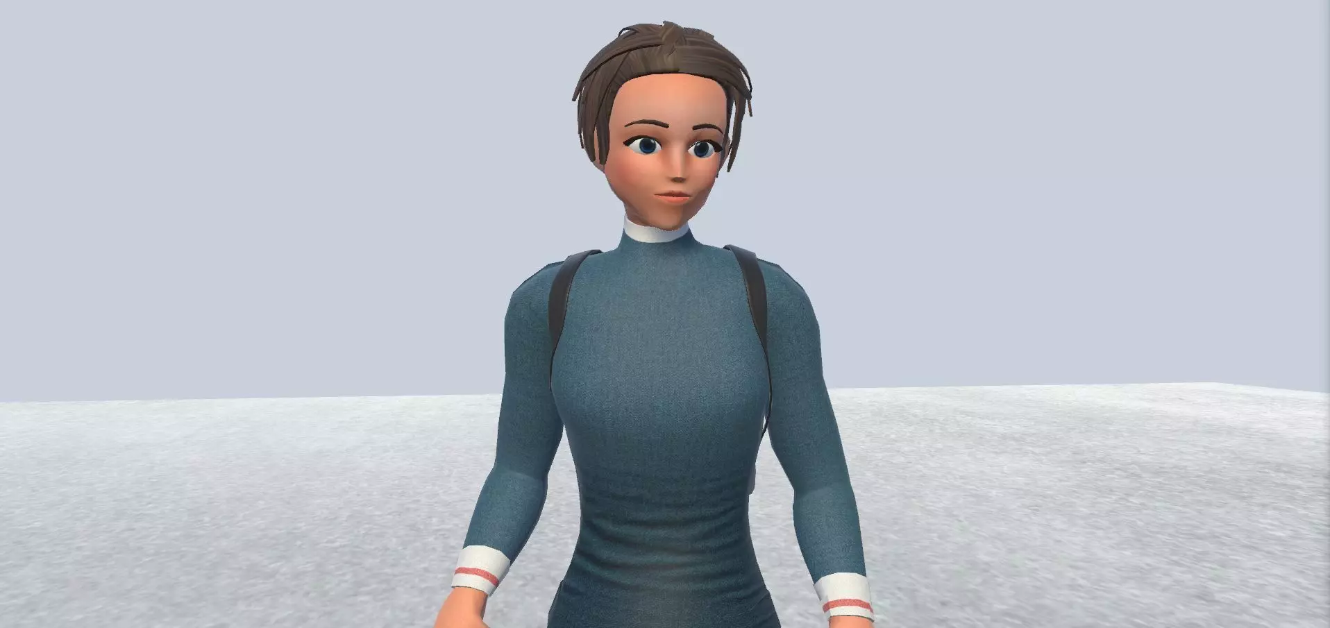 Cyclist female avatar 1 Low-poly 3D model_0