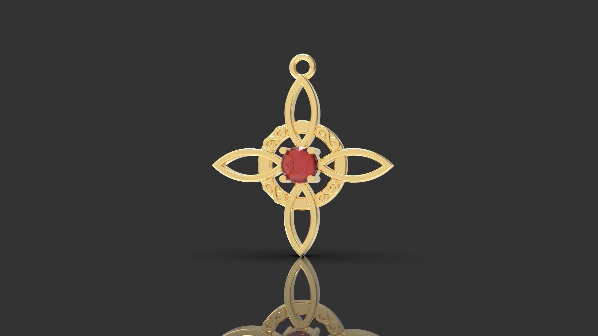Witch Knot Pendant With Gemstone 3D print model_4